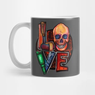 LOVE Skull Bottle Spiderweb Blood Hatchet Painting Mug